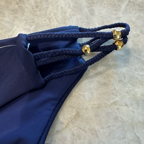NWT PILYQ Navy‎ Side Braided Bikini Bottom Size Large - Picture 7 of 10
